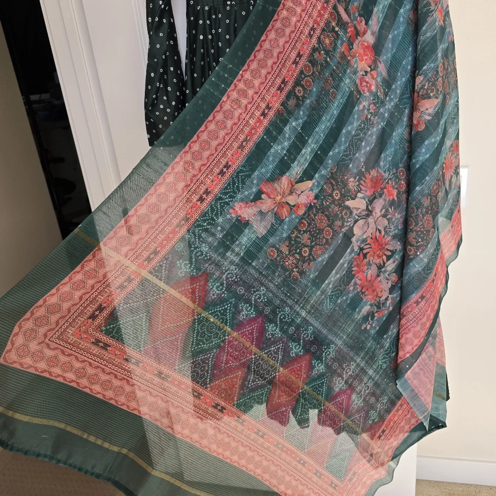 Idaho Anarkali Pishwas Maxi Dress - 42" XL Green (Indian Size 3XL) - Picture 12 of 16